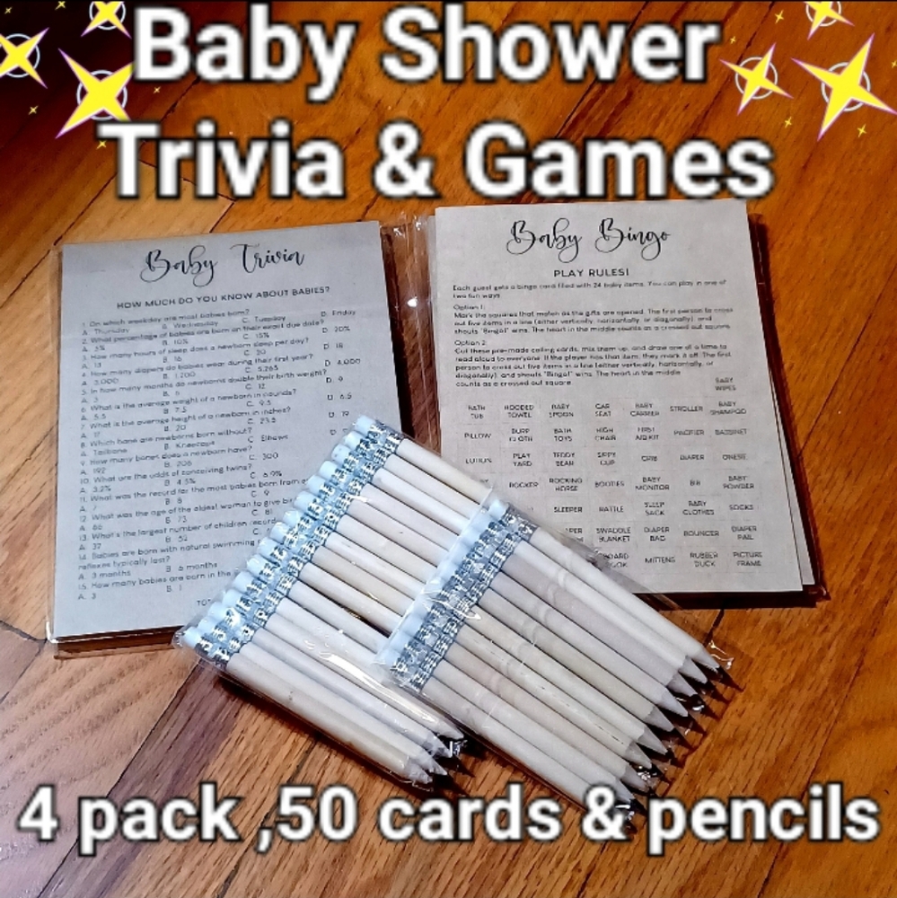 Baby Shower Games Gender0 Neutral - Trivia & Game Cards